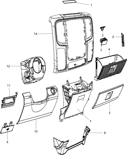 2017 Ram 1500 Bezel-Instrument Panel Diagram for 1VY926X9AH