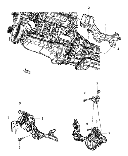 2016 Ram 1500 Bracket-Engine Mount Diagram for 68213117AB