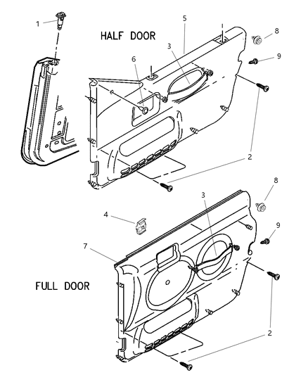 2003 Jeep Wrangler Panel-Door Trim Diagram for 5DY651DVAD