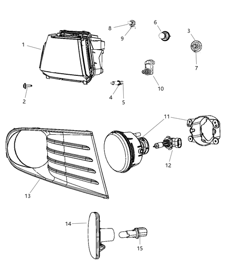 2009 Dodge Journey Park Headlamp And Turn Diagram for 5116289AA