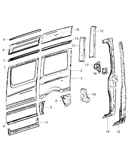 2009 Dodge Sprinter 2500 Panel-D Pillar Diagram for 68009213AA