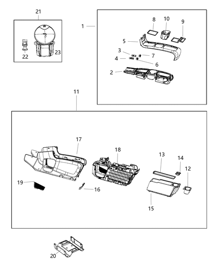 2017 Dodge Grand Caravan Floor Console Front Diagram 1