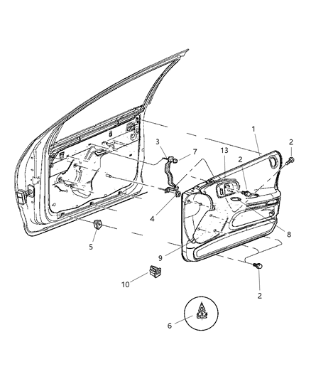 1999 Chrysler LHS Door Panels - Front Diagram