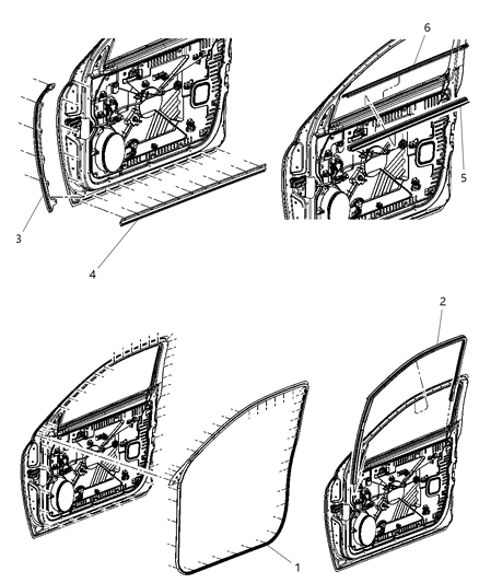 2013 Ram 2500 Weatherstrips - Front Door Diagram