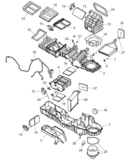 2007 Dodge Ram 3500 Air Conditioner & Heater Unit Diagram 1