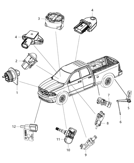 2015 Ram 3500 Sensors - Body Diagram