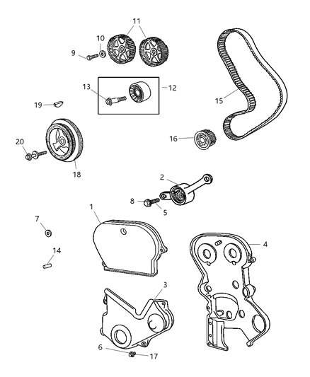 2004 Chrysler PT Cruiser Timing Belt & Cover Diagram 4