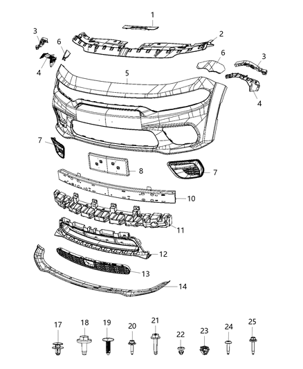 2020 Dodge Charger Fascia, Front Diagram 2