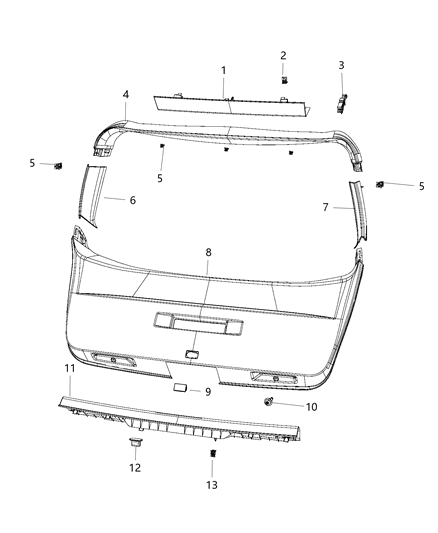 2016 Dodge Journey Liftgate Panels & Scuff Plate Diagram