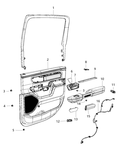 2019 Ram 1500 Panel-Rear Door Trim Diagram for 6SL49TX7AA