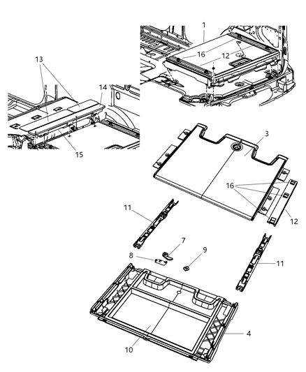 2008 Dodge Nitro Latch-Load Floor Cover Diagram for 68006806AA