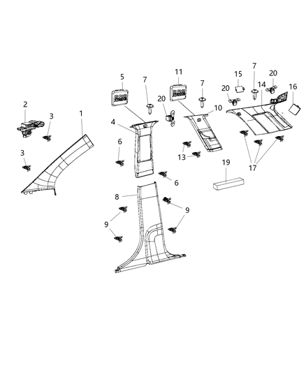 2020 Dodge Journey Panel-C Pillar Diagram for 1BG13HDAAC