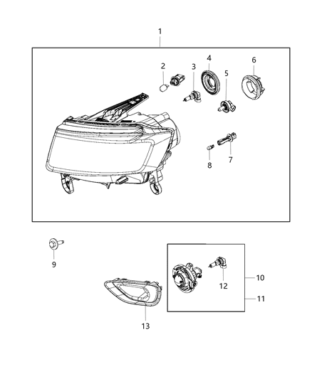 2015 Jeep Grand Cherokee Driver And Passenger Halogen Headlights Diagram for 68110997AC