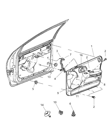 2001 Chrysler LHS Door Panels - Front Diagram