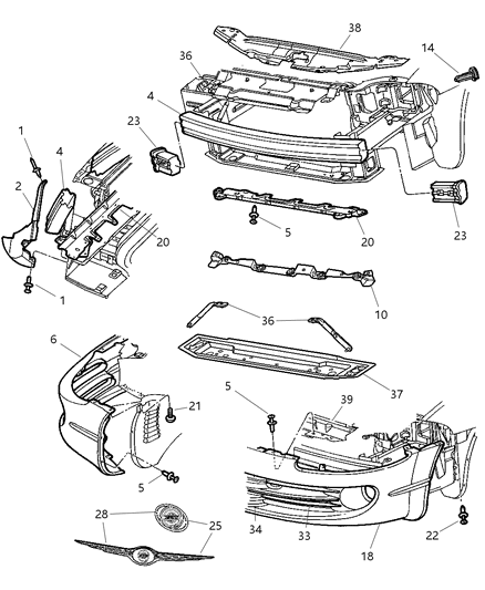 2001 Chrysler 300M Fascia, Front Diagram