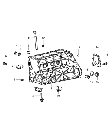 2003 Chrysler PT Cruiser Cylinder Block & Related Parts Diagram