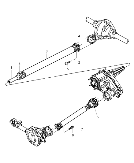 2001 Dodge Durango Propeller Shaft - Front & Rear Diagram