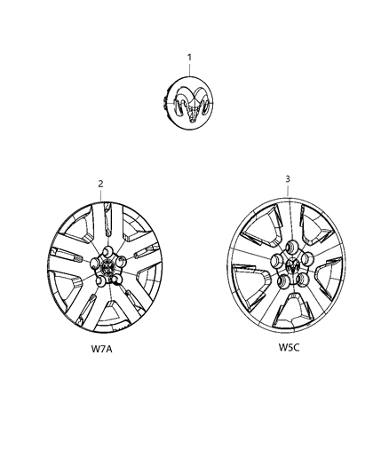 2010 Dodge Caliber Wheel Covers & Center Caps Diagram