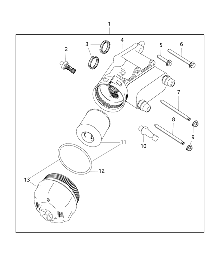 2019 Jeep Cherokee Engine Oil Filter & Housing , Adapter / Oil Cooler & Hoses / Tubes Diagram 3