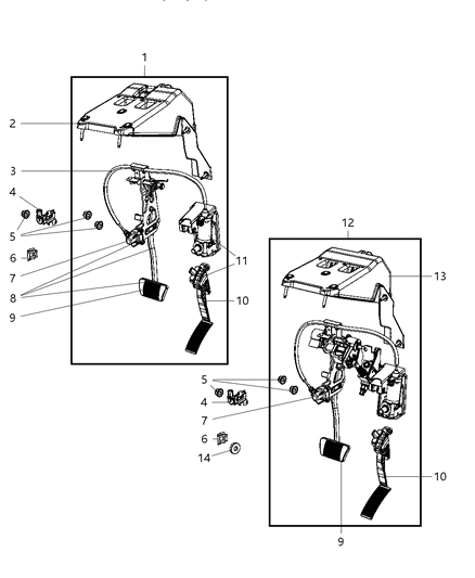 2009 Chrysler Aspen Pedal, Brake, Power Adjustable Diagram