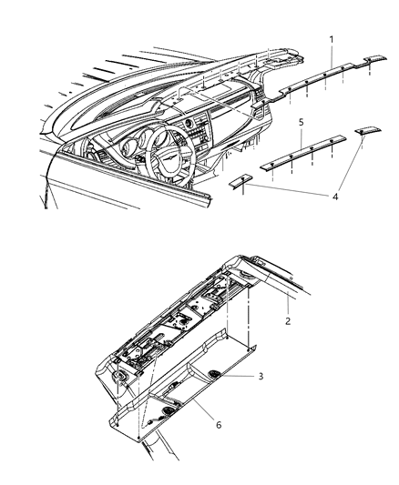 2007 Chrysler Sebring Interior Moldings And Pillars Diagram