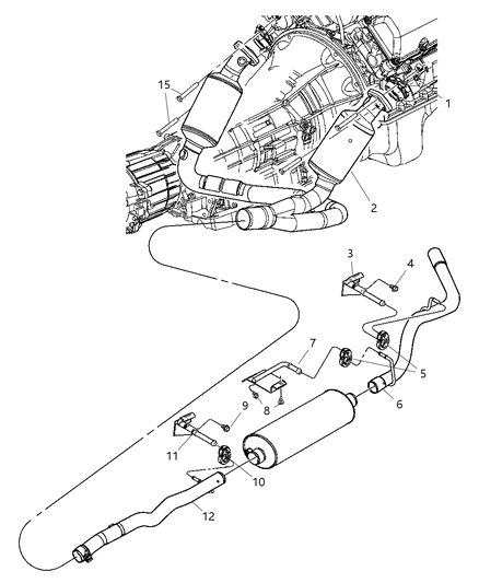 2004 Dodge Dakota Exhaust Muffler Diagram for 52103676AC