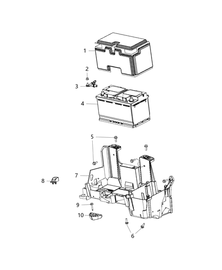 2016 Ram 1500 Battery, Tray, And Support Diagram