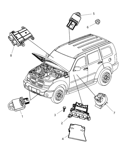 2012 Jeep Liberty Air Bag Modules Impact Sensor & Clock Springs Diagram