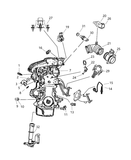 2005 Chrysler PT Cruiser Throttle Position Sensor Diagram for 4606197