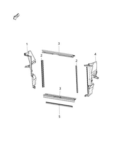 2019 Chrysler 300 Radiator Seals, Shields, Baffles, And Shrouds Diagram