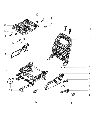 2020 Dodge Journey Adjusters, Recliners, Shields And Risers - Driver Seat Diagram 1