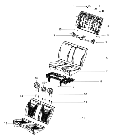 2012 Dodge Dart Rear Seat - Bench Diagram