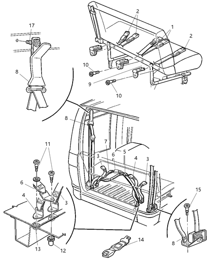 2002 Dodge Ram Van Belts, Rear Seats Diagram