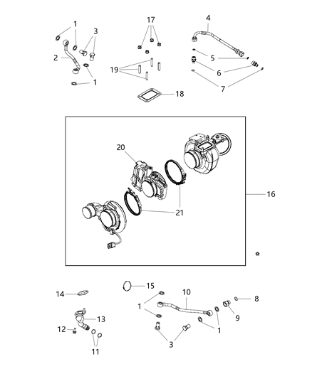 2012 Ram 2500 Turbocharger & Hoses / Tubes Diagram