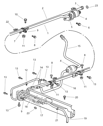 1999 Dodge Ram Wagon Fuel Lines, Rear Diagram 3