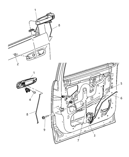 2004 Dodge Durango Handle-Exterior Door Diagram for 55362213AA