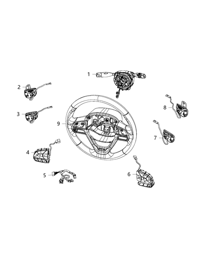 2020 Jeep Cherokee Switches - Steering Column & Wheel Diagram