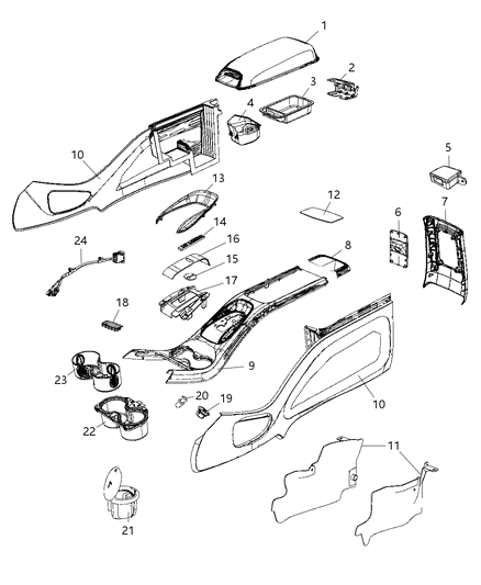 2015 Dodge Journey Base-Floor Console Diagram for 1UQ30HL1AA