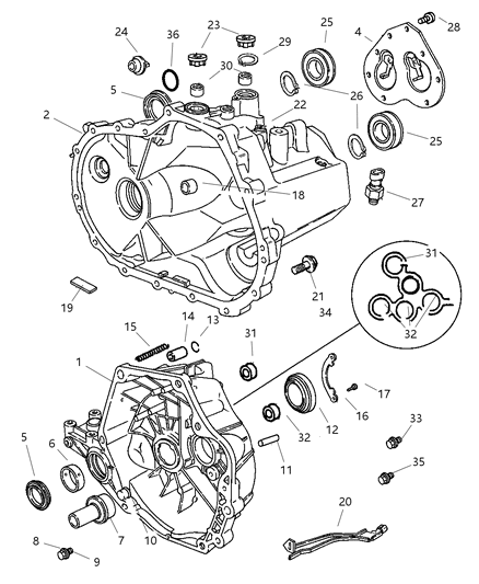 2007 Chrysler PT Cruiser Case , Transaxle & Related Parts Diagram 3