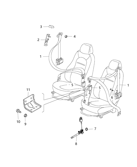 2015 Ram ProMaster City ADJUSTER-Seat Belt Turning Loop Diagram for 68266855AA