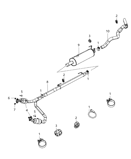 2010 Dodge Ram 1500 Exhaust Resonator And Tailpipe Diagram for 55398328AC