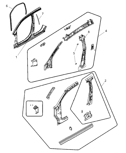 2008 Dodge Caliber Panel-Body Side Aperture Inner Diagram for 5115916AB