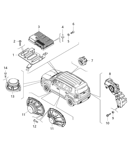 2016 Jeep Renegade Speakers & Amplifier Diagram