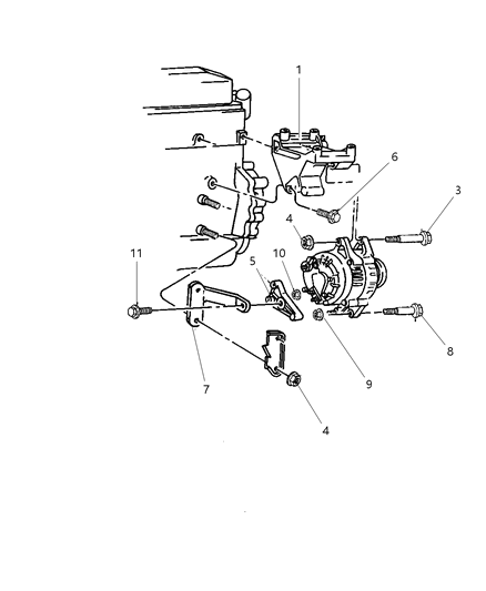 1998 Dodge Dakota Alternator & Mounting Diagram 1