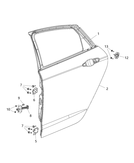 2015 Chrysler 200 Door Upper Hinge Diagram for 68214360AC