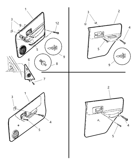 2001 Jeep Cherokee Panel-Front Door Trim Diagram for 5EH241AZAF