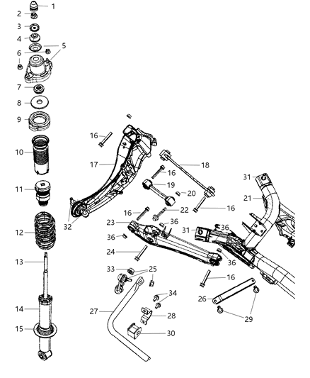2007 Dodge Caliber Washer-Shock Absorber Diagram for 5085529AA