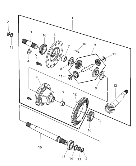 2001 Chrysler Prowler Differential - Case & Gears Diagram