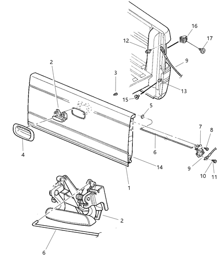 2000 Dodge Dakota Tailgate Diagram