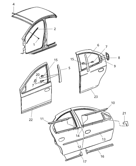 2003 Dodge Neon Clip-Weatherstrip Diagram for 5008339AE